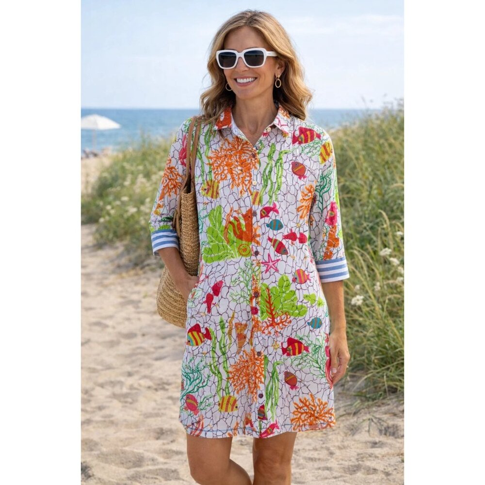 Gretchen Scott Pulley Dress Sealife Multi-colored size XS - Picture 9 of 9
